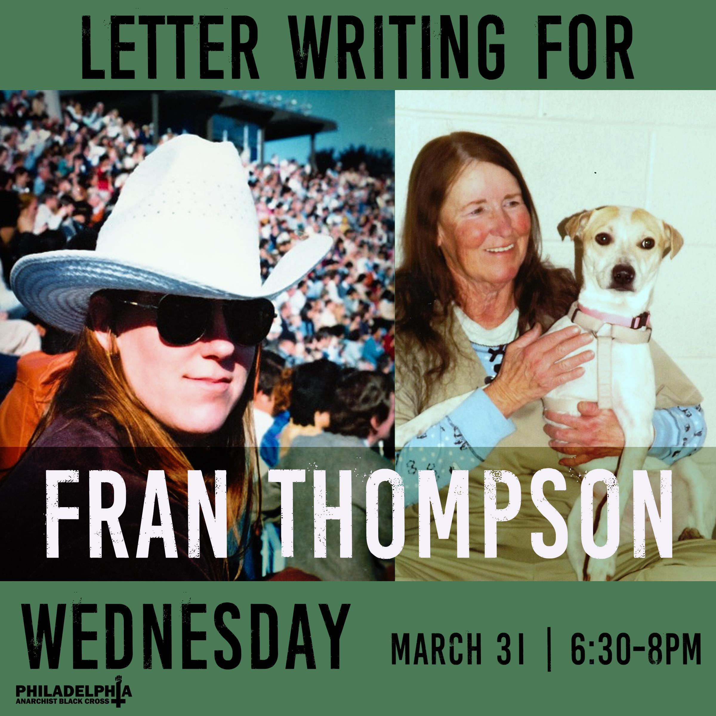 Wednesday March 31st: Letter-writing for Fran Thompson