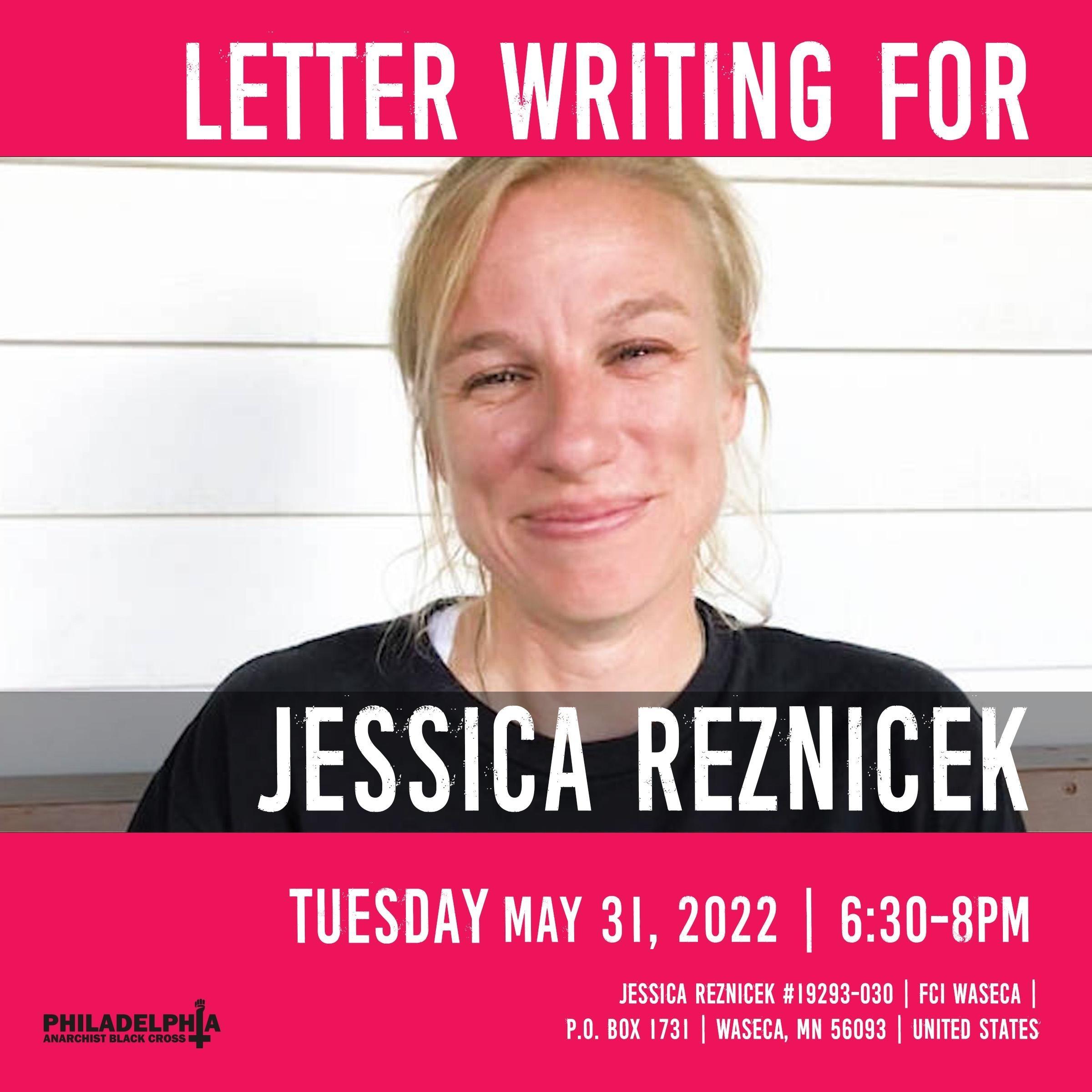 Tuesday May 31st: Letter-writing for Jessica Reznicek