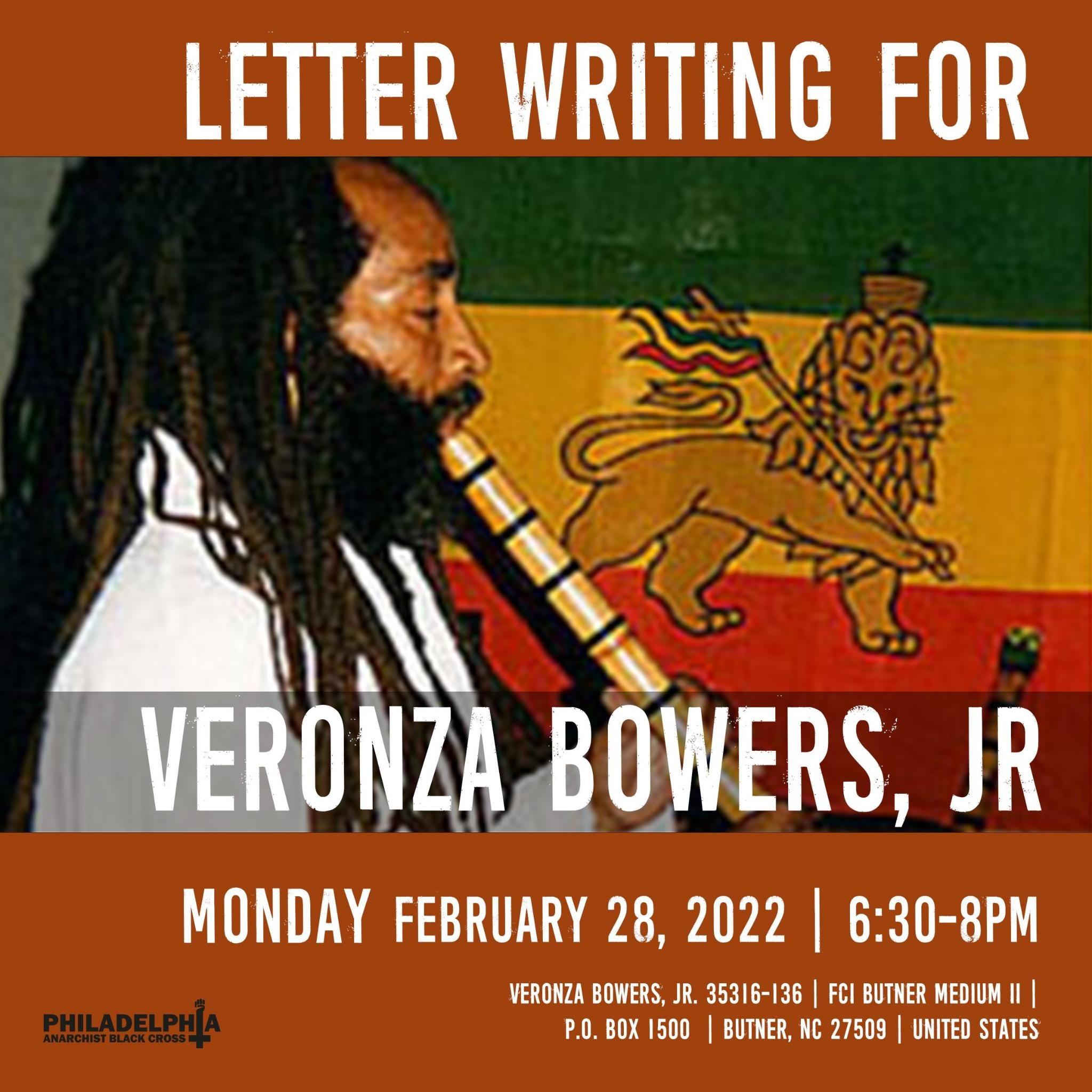 Monday February 28th: Letter-writing for Veronza Bowers
